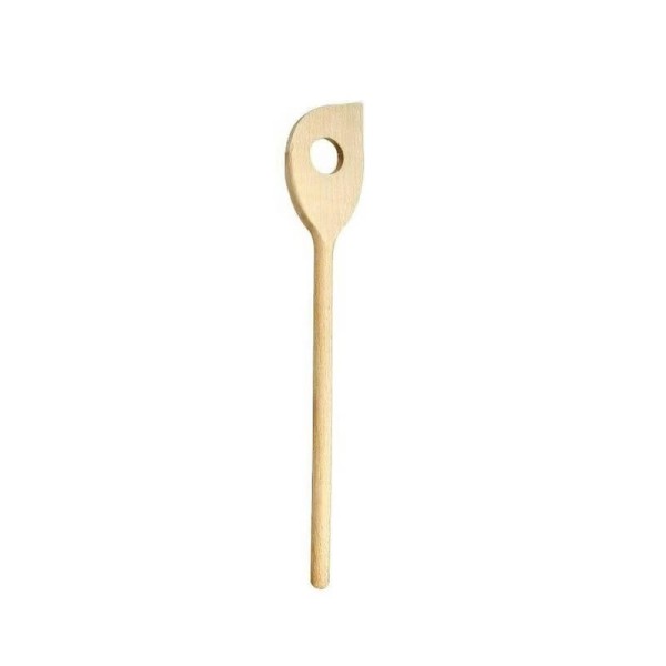 Cuillère en bois ronde avec pointe et trou, 25cm