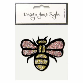 Rhinestone bee iron-on motif (10x8 cm)