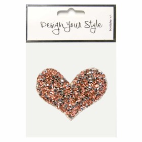Rhinestone iron-on motif, heart, 65x45mm