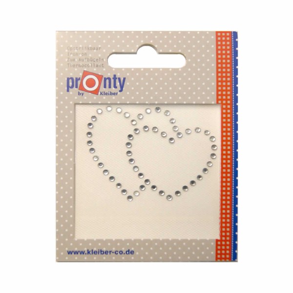 Iron-on motif, rhinestone hearts, 5x6 cm