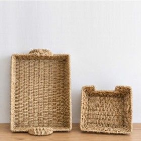 Lot de deux paniers / présentoirs en métal et ficelle