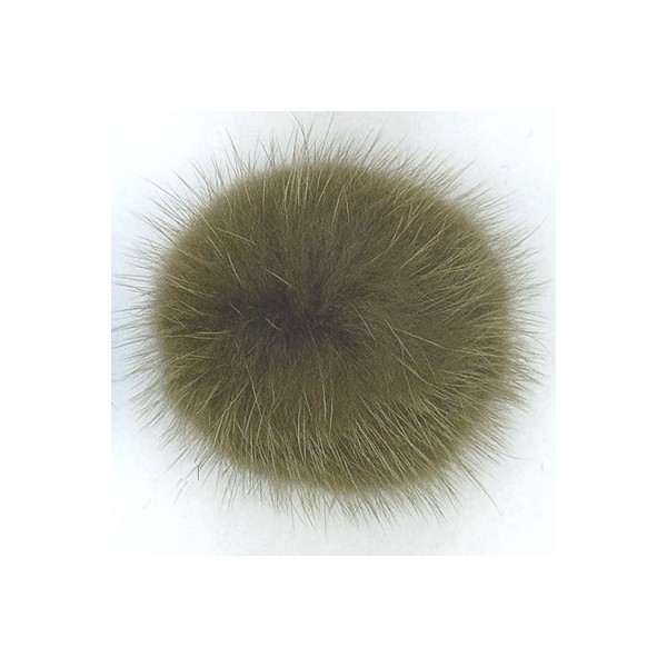 Boule fausse fourrure, +/- 4cm, olive