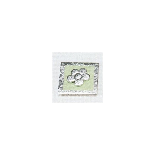 Soft Deko Blume, grün/silber, 4x4cm, 1 Stk