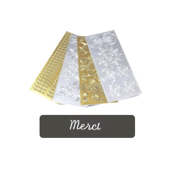 Stickers Text, silber, "Merci"