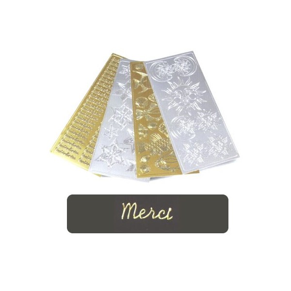 Stickers Text, gold, "Merci"