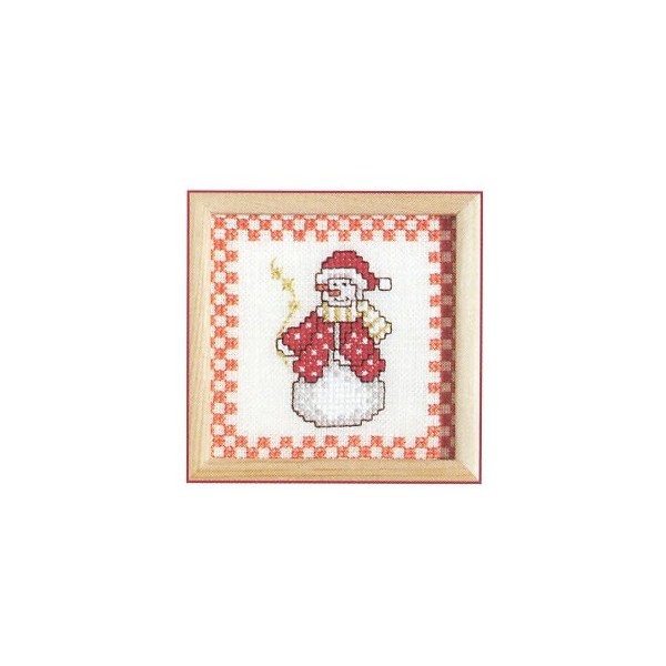 Kit snowman with wooden frame, 9x9cm