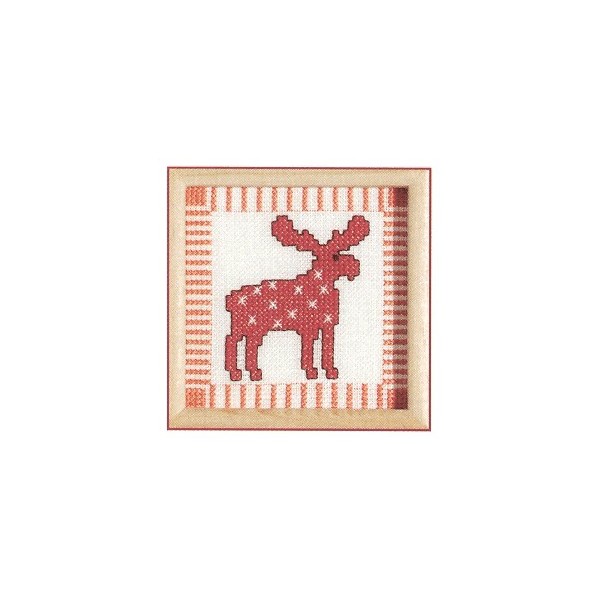 Kit reindeer with wooden frame, 9x9cm