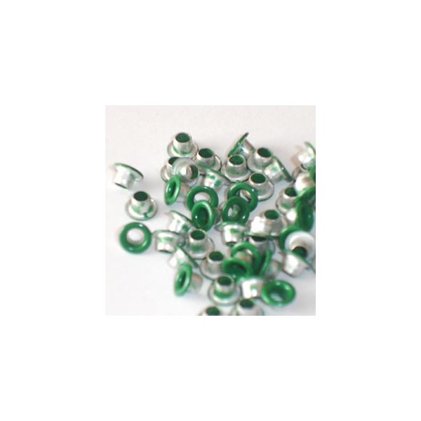 Oeillets ronds, 3.2mm, 45-50 pièces, vert