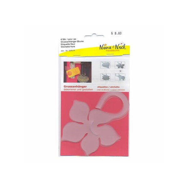 Plastic tag flower, 4 pces