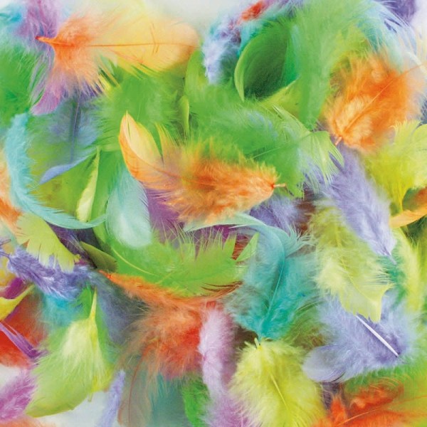 Mix de plumes pastel, 3 à 10cm, 10g