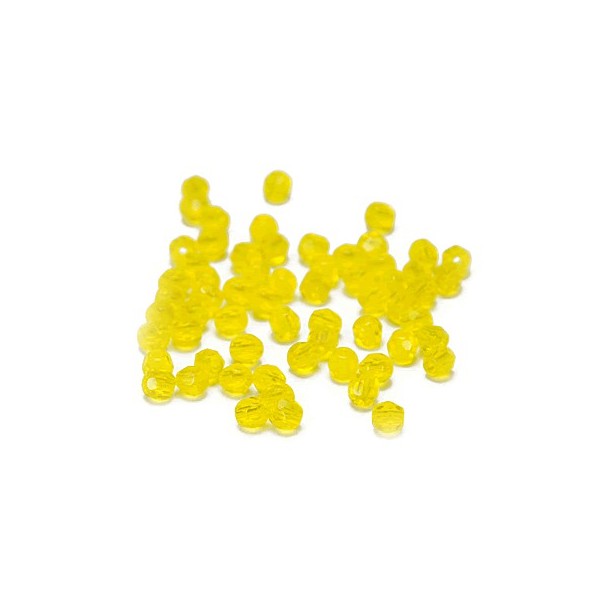 Perles à facettes 4mm, jaune, +/-44 pces