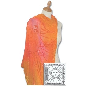 Foulard velours dévoré Sun, 110x110cm