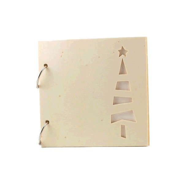 Mini album de madera Arbol de Navidad, 15x15cm