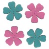 Fleurs en cuir, rose et turquoise, 4 pces