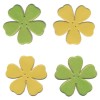 Flores de cuero, verde-amarillo, 4 unidades
