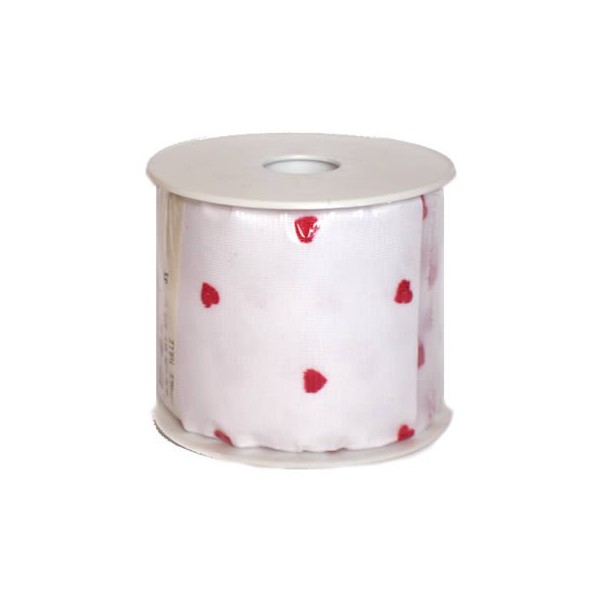 Ribbon Hearts, 80mm/40m, white-red