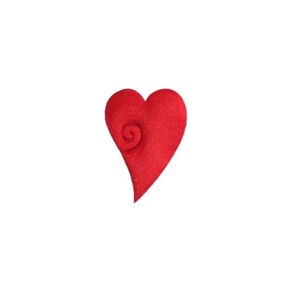 Coeurs en tissu rouge, forme élégante, 4cm, 40 pces