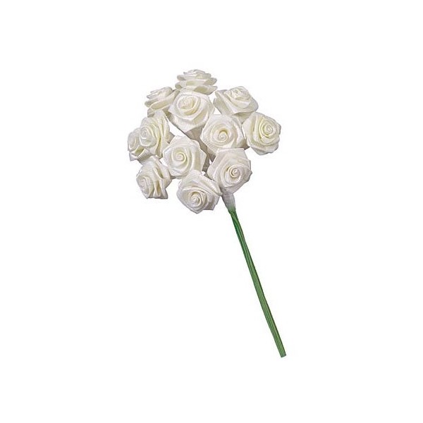 12 Bunches of 12 small roses, white 1.5cm