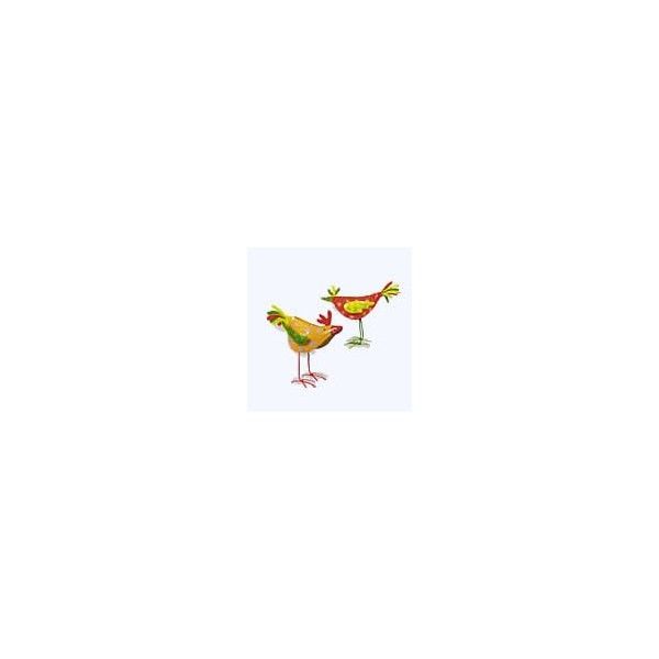 Metal hen, red-green-yellow, 12cm, 1 pce