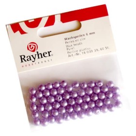 Wax beads lilac, 6mm, 60 pces