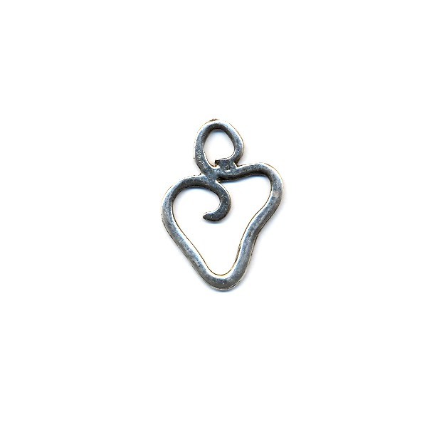 Pendentif coeur design couleur argent, 25mm, 1 pièce