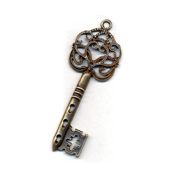 Pendentif clé couleur or vieilli, 60mm, 1 pièce