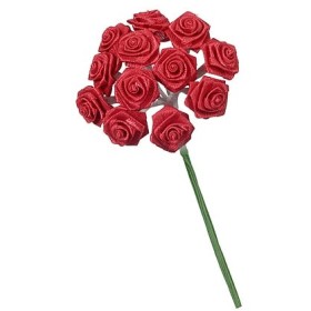 12 Bunches of 12 small roses, red 1.5cm