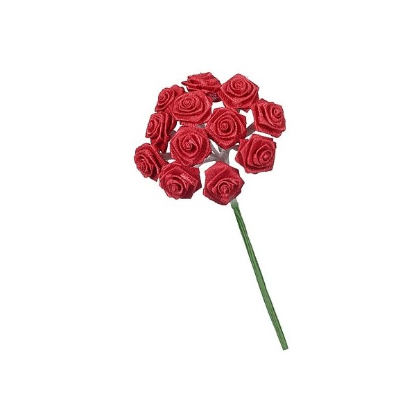 12 Bouquets de 12 mini roses, rouge 1.5cm