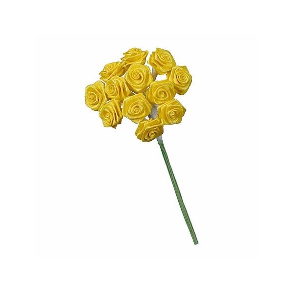 12 Diorröschen Bünde von 12 Blumen, gelb 1.5cm