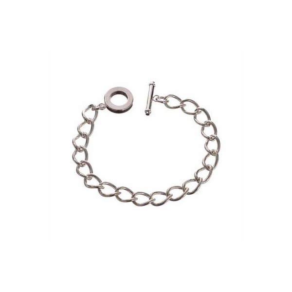 Adjustable bracelet with toggle closure, silver-coloured