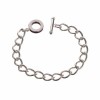 Adjustable bracelet with toggle closure, silver-coloured