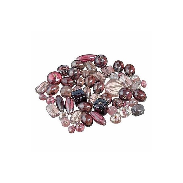 Glass bead mix, lilac, 100g