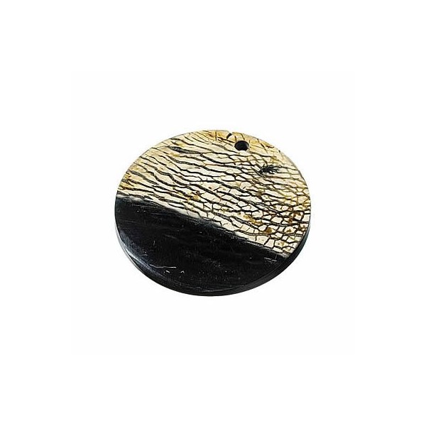 Horn pendant "Disc", light brown-black, Ø60mm