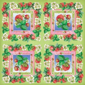 Serviettes Fraises, paquet de 12 pièces