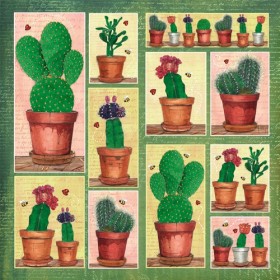Serviettes cactus, paquet de 12 pièces