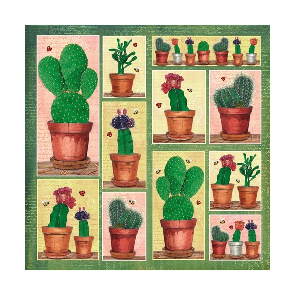 Serviettes cactus, paquet  de 12 pièces
