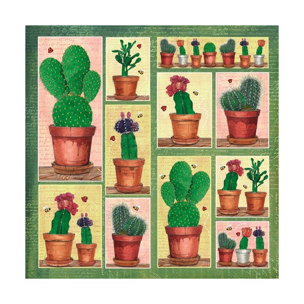 Servilletas  cactus, 1 paquete de 12 unidades