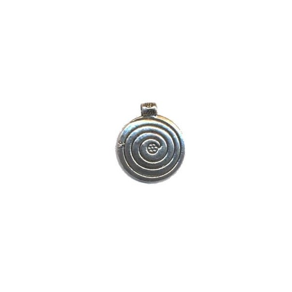 Pendentif en métal disque spirale, 17mm, 1 pce