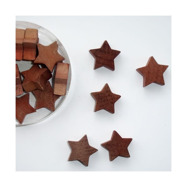 Wooden Stars, brown, 2.5cm, 18 pcs