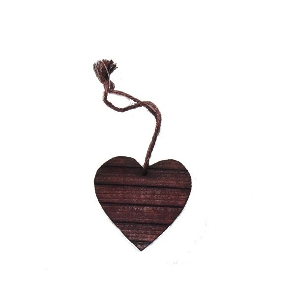 Coeur en bois foncé, 5cm, avec cordon