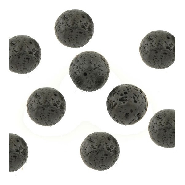 Perles de lave, 10mm, noir, 10 pces