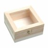 Wooden box with plastic window 15.5x15.5x7.5cm