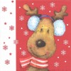 Napkin reindeer red background, 1 piece