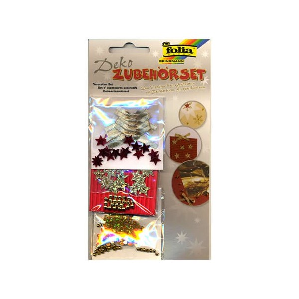 Set d'accessoires Folia, étoiles rouge-or