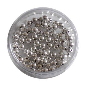 Cuentas de metal, plata, 8mm/80 pzas