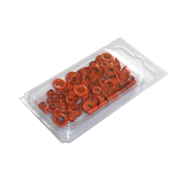 Oeillets ronds, 4+8mm, 75 pièces, orange