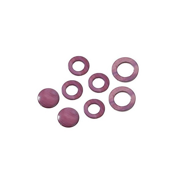 Elements en nacre, cercles violet, 8 pcs