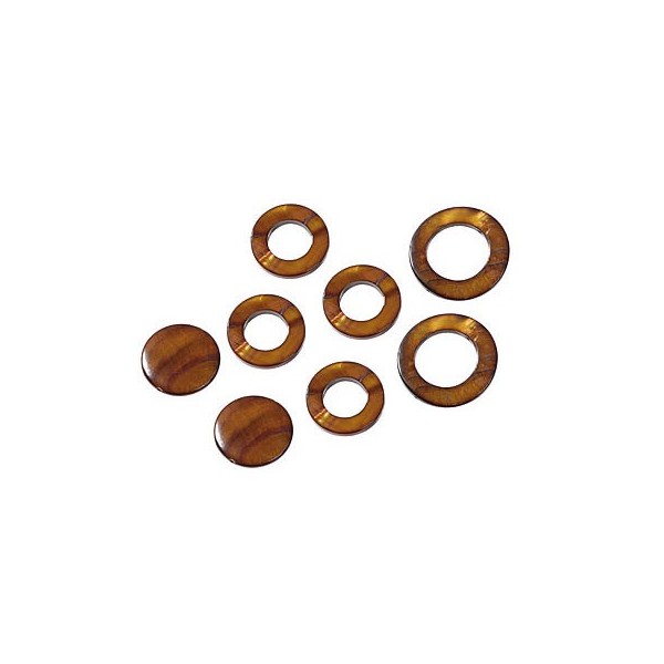 Elements en nacre, cercles brun, 8 pcs