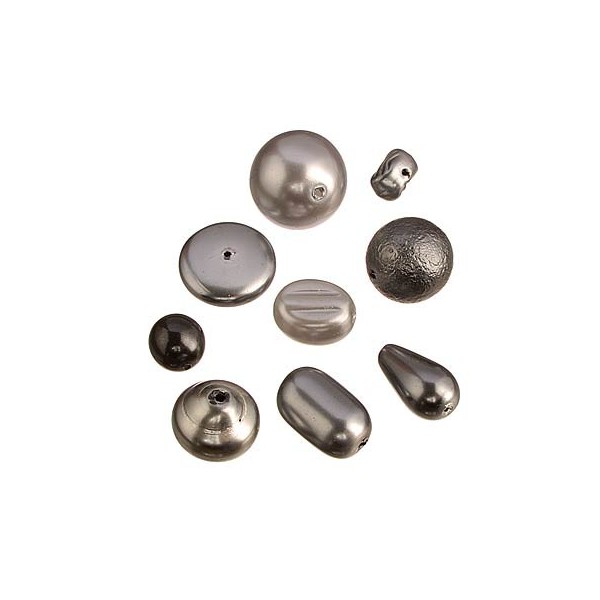 Glass wax beads mix, anthracite, 15g