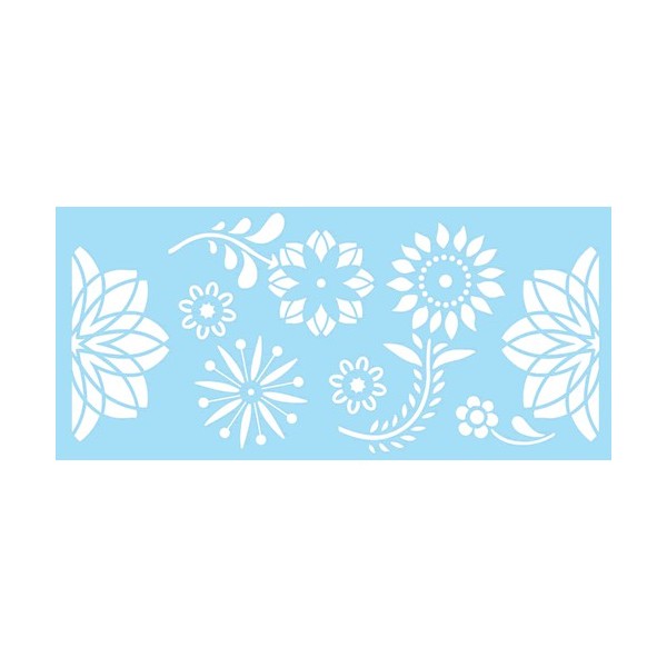 Stencil Happy Flowers 15x33cm